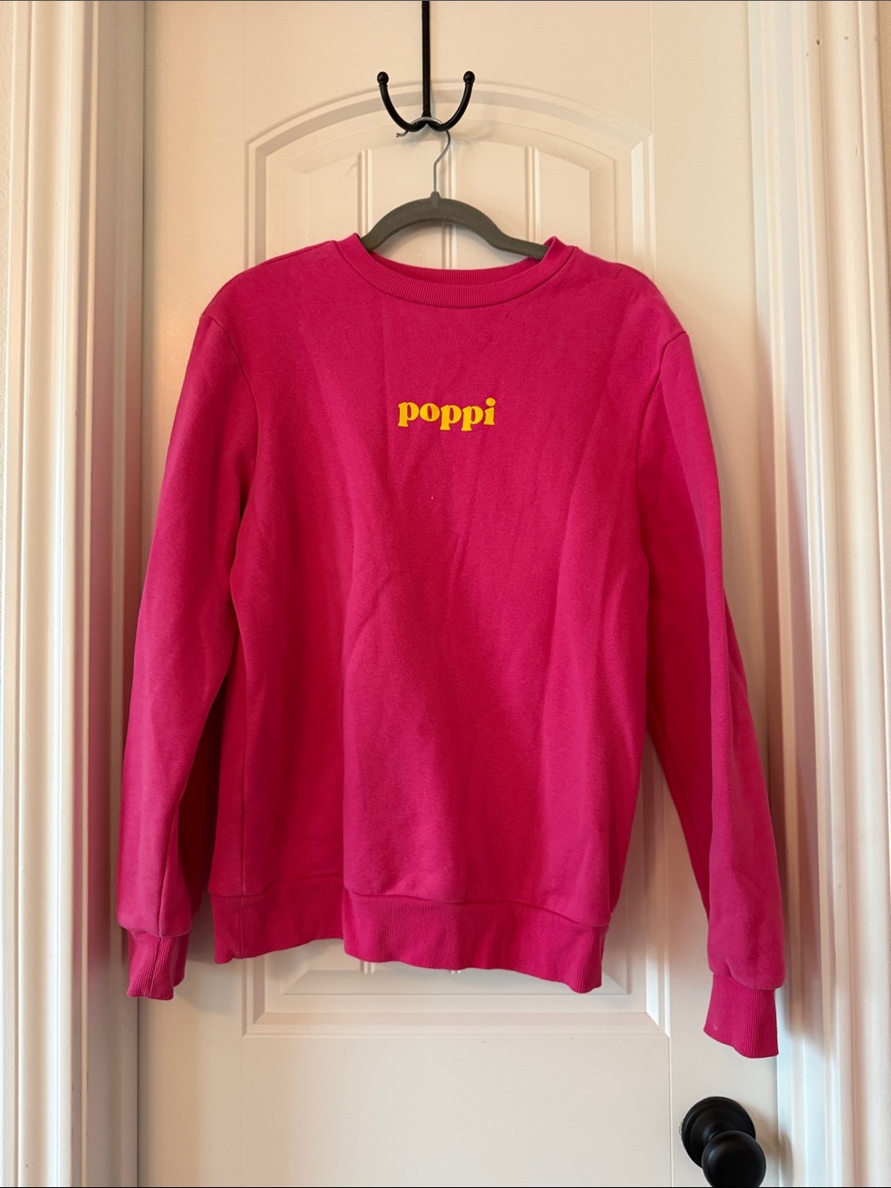 Target Hot Pink Crewneck Sweatshirt with Yellow "poppi" Logo
